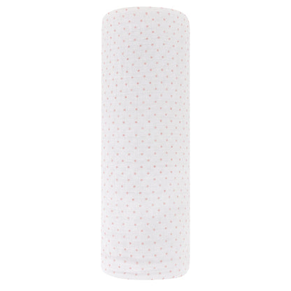 Cotton Muslin Swaddle Blanket - Pink Pin Dot