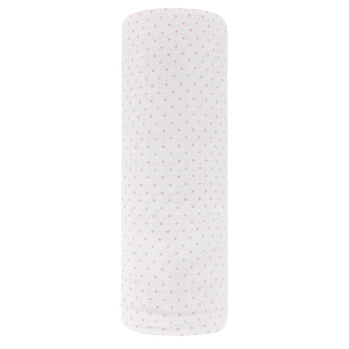 Cotton Muslin Swaddle Blanket - Pink Pin Dot