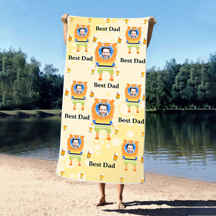 Custom Photo - The Best Dad Father's Day Beach Towel - Personalized Custom Beach Towel - Gift For Dad