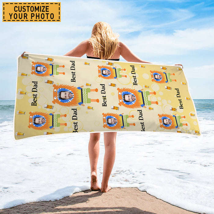 Custom Photo - The Best Dad Father's Day Beach Towel - Personalized Custom Beach Towel - Gift For Dad