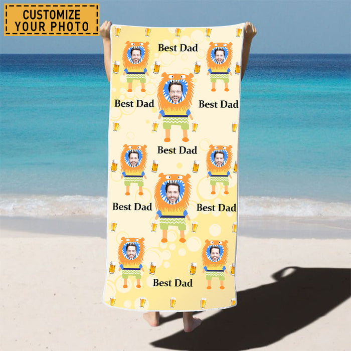 Custom Photo - The Best Dad Father's Day Beach Towel - Personalized Custom Beach Towel - Gift For Dad