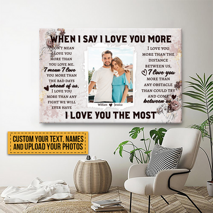 Custom Photo - When I Say I Love You More Than The Distance Between Us - Couple Canvas - Personalized Custom Canvas