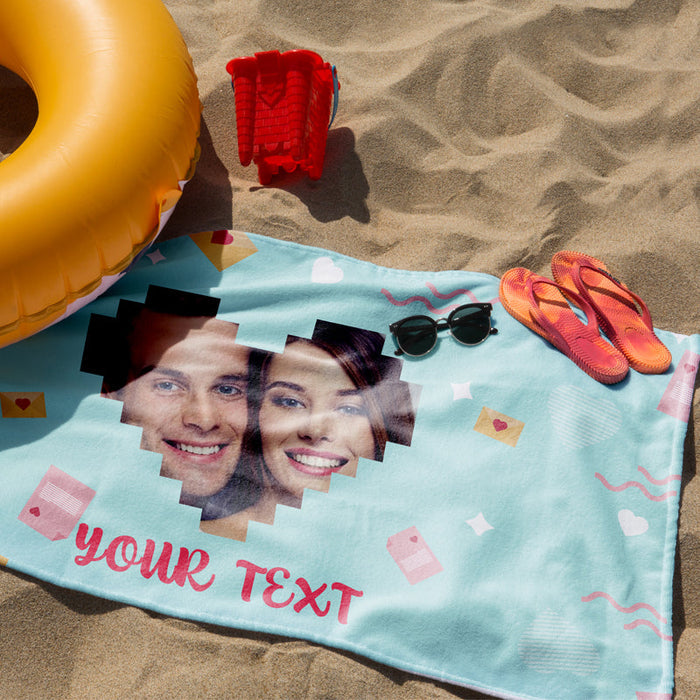 Custom Photo Summer Time With Love - Beach Towel - Couple Gift Personalized Custom Face Beach Towel