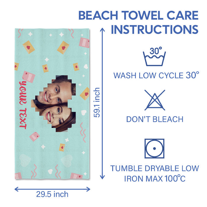 Custom Photo Summer Time With Love - Beach Towel - Couple Gift Personalized Custom Face Beach Towel