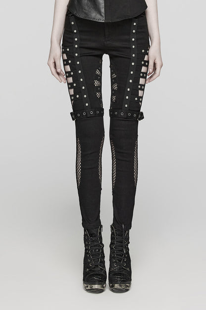 Abyss Fishnet Cutout Skinny Jeans