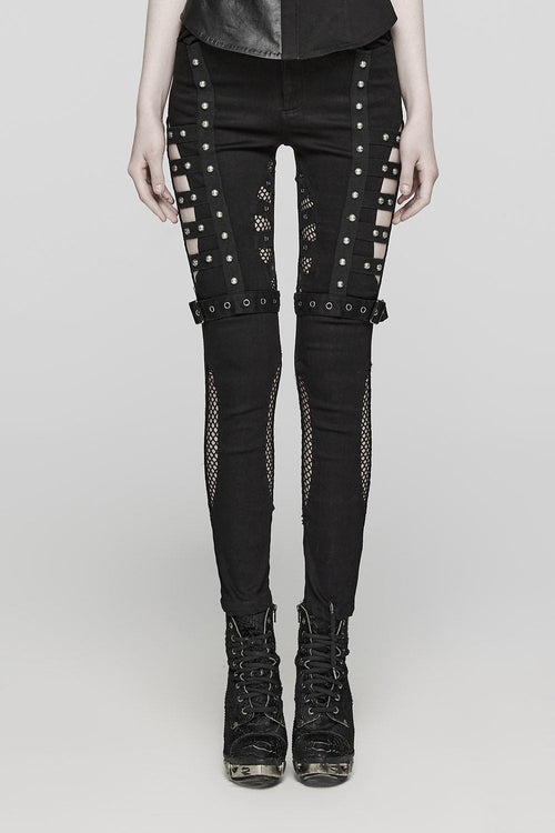 Abyss Fishnet Cutout Skinny Jeans