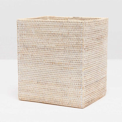 Rectangular Wastebasket / Whitewashed Rattan