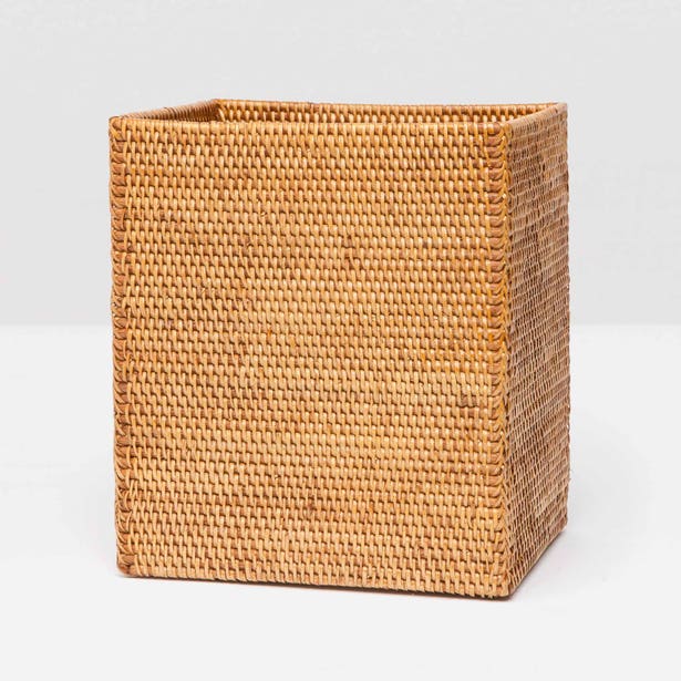 Rectangular Wastebasket / Brown Rattan