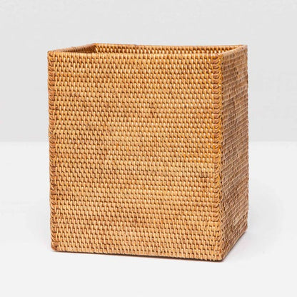 Rectangular Wastebasket / Brown Rattan