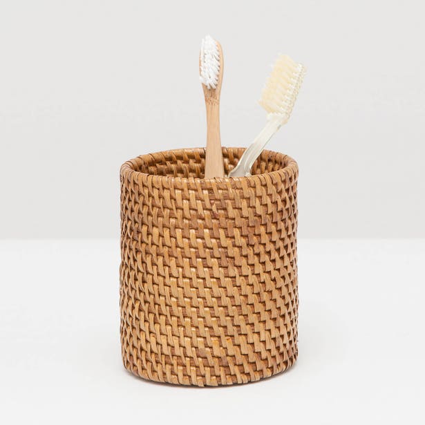 Brush Holder / Brown Rattan