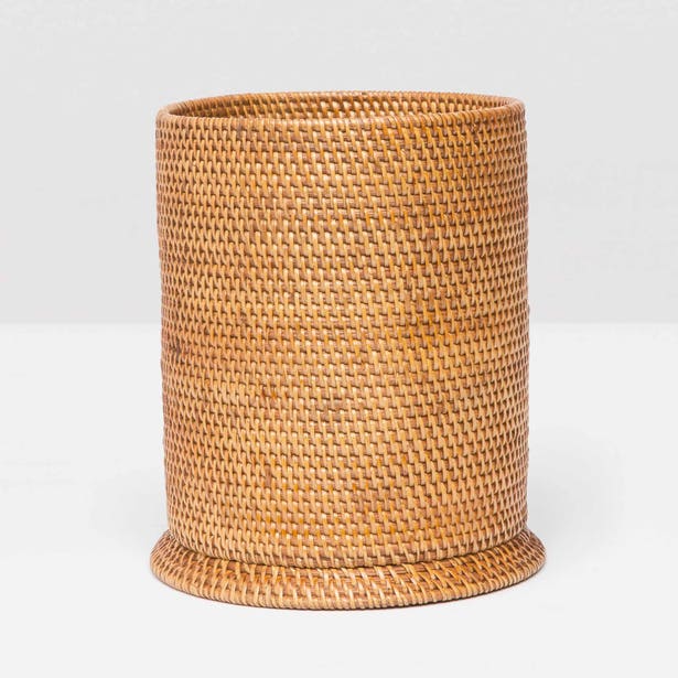 Round Wastebasket / Brown Rattan