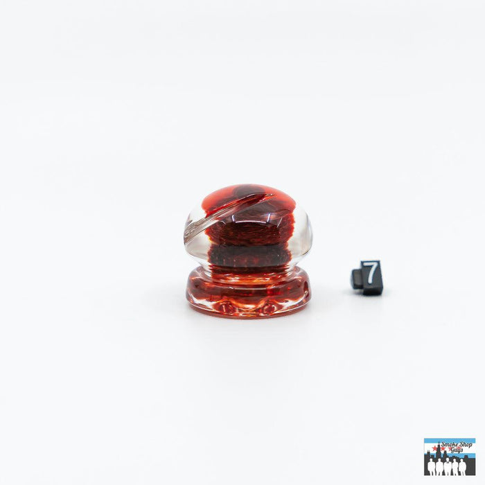 Universal Fit Spinner Caps: Deschutes River Sphere, Colorful Glass, Handcrafted Excellence, High-Quality Glass, Durability, Efficient Design, Channel-Cut Airflow, Improves Concentrate Vaporization, Compatible with Most Quartz Bangers and Rigs, Vibrant Assorted Colors, Enhance Your Rig's Look, Easy Maintenance, Simple to Clean, Long-Term Performance.