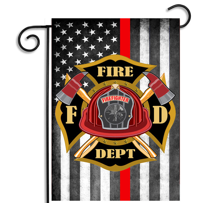 Thin Red Line Fire Department American Flag Maltese Cross Nylon Garden Apartment Flag