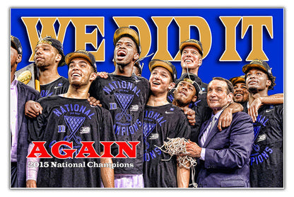 Duke 2015 National Champions Again 8x12 Metal Sign