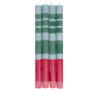 Eco Dinner Candles 4-Pack STRIPED Guardsman & Bokhara