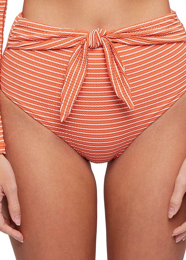 Ellee High Waisted Bikini Bottom  (Chili Stripe)