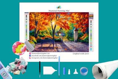 Fall in the park Diamond Painting