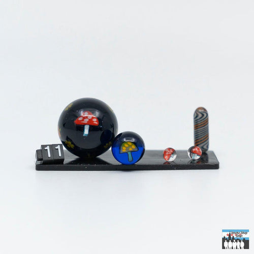 Fidget Glass Mushroom Slurper Set: 5-Piece Kit, Unique Dabbing Accessories, Mushroom-Themed Design, Durable Glass Construction, Assorted Colors, Elevates Dabbing Performance