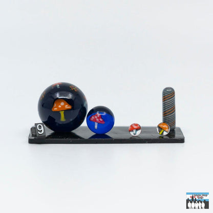Mushroom-Themed Dabbing Accessories: Fidget Glass, 5-Piece Kit, Unique Dabbing Accessories, Durable Glass, Assorted Colors, Optimized Vaporization
