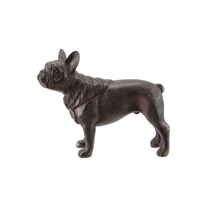 black resin statue of a dog on a white background