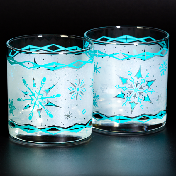 Frosty Flakes Rocks Glasses Aqua