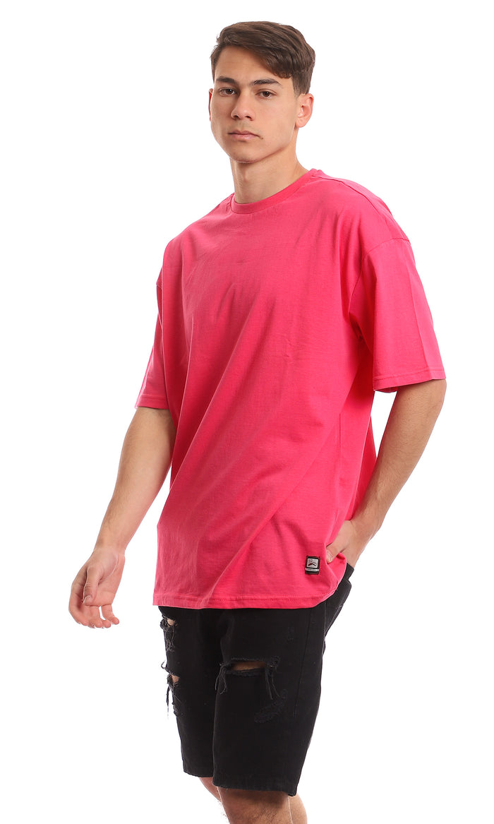 Fuchsia Electric Oversized Jersey Crew-Neck Tee - 97688