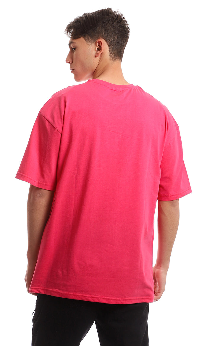Fuchsia Electric Oversized Jersey Crew-Neck Tee - 97688