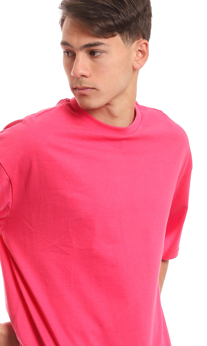 Fuchsia Electric Oversized Jersey Crew-Neck Tee - 97688