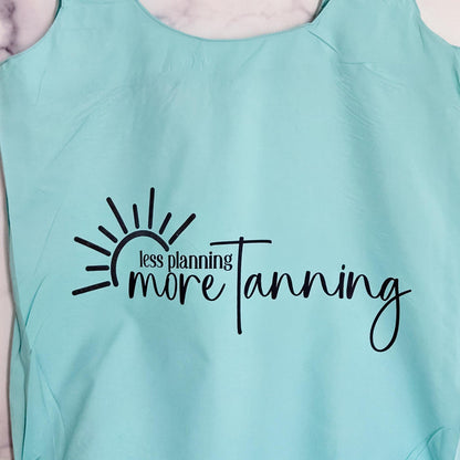 Funny Teacher Summer Beach Bag, Less Planning More Tanning Tote Bag,  Nylon Grocery Bag for Summer Vacation, End of Year Teacher Present Salt and Sparkle