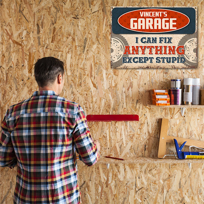 Garage Sign - I Can Fix Anything - Auto Mechanic Garage Gift For Dad And Grandpa - Personalized Custom Classic Metal Signs