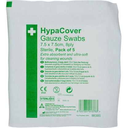 Gauze Swab Dressings Sterile 7.5cm x 7.5cm 8ply (Pack of 100)
