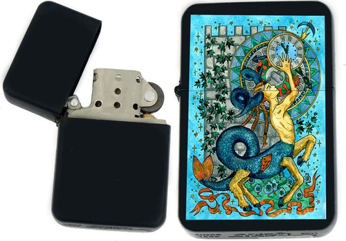 GIFTS INFINITY - Birthday Zodiac Signs Windproof Lighters - Black Matt (Capricorn 1)