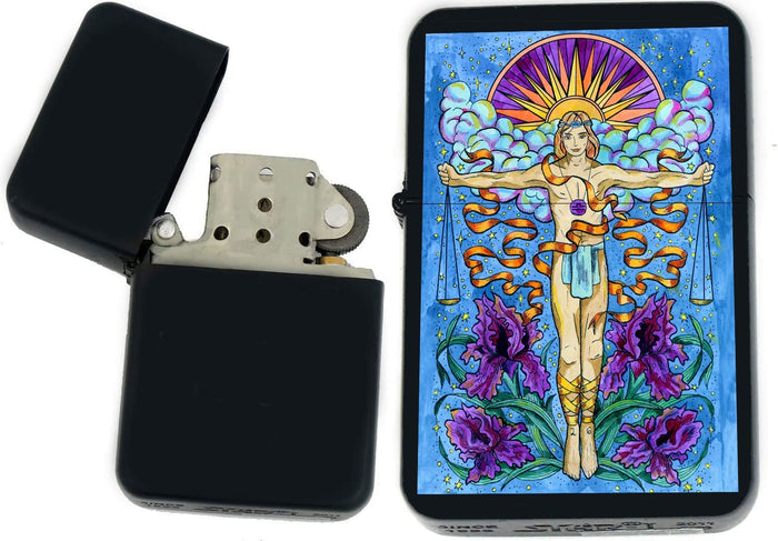 GIFTS INFINITY - Birthday Zodiac Signs Windproof Lighters-Black Matt (Libra 1)