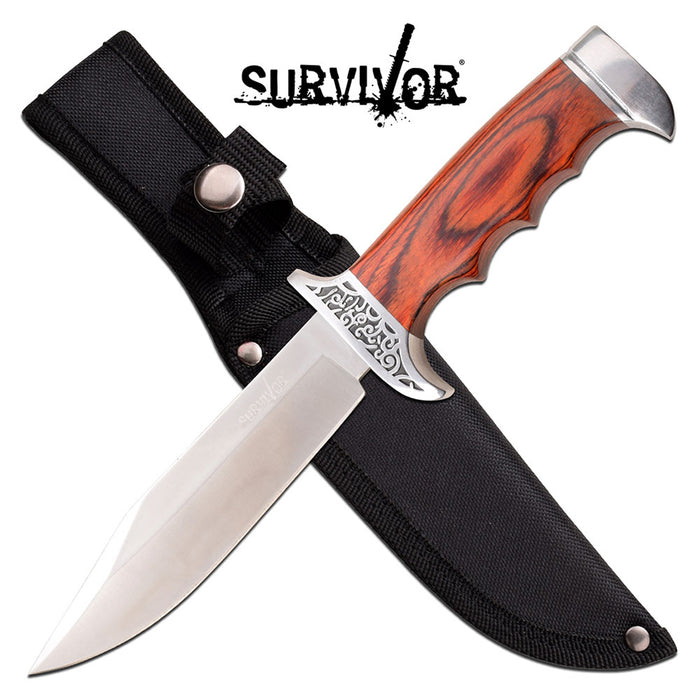 GIFTS INFINITY 10.25" Overall Special Fixed Blade Hunting Knife, Sharp Blade, Brown Wood Handle with Sheath