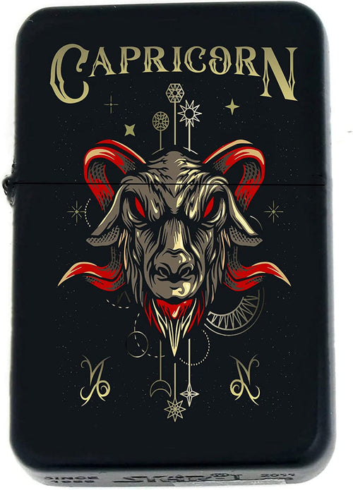 GIFTS INFINITY-Personalized Birthday Zodiac Signs Windproof Lighters-Black Matt (Capricorn)