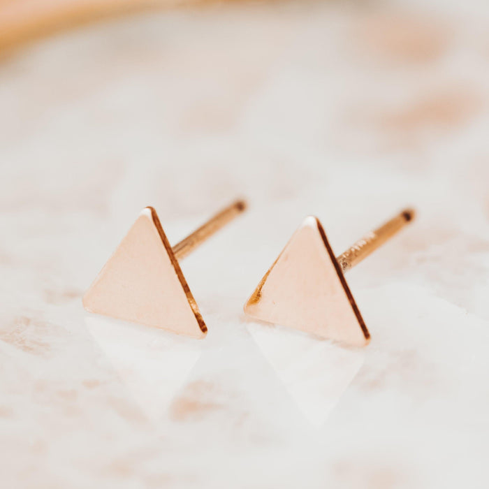 Gold Triangle Stud Earrings Salt and Sparkle