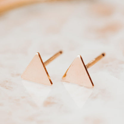 Gold Triangle Stud Earrings Salt and Sparkle
