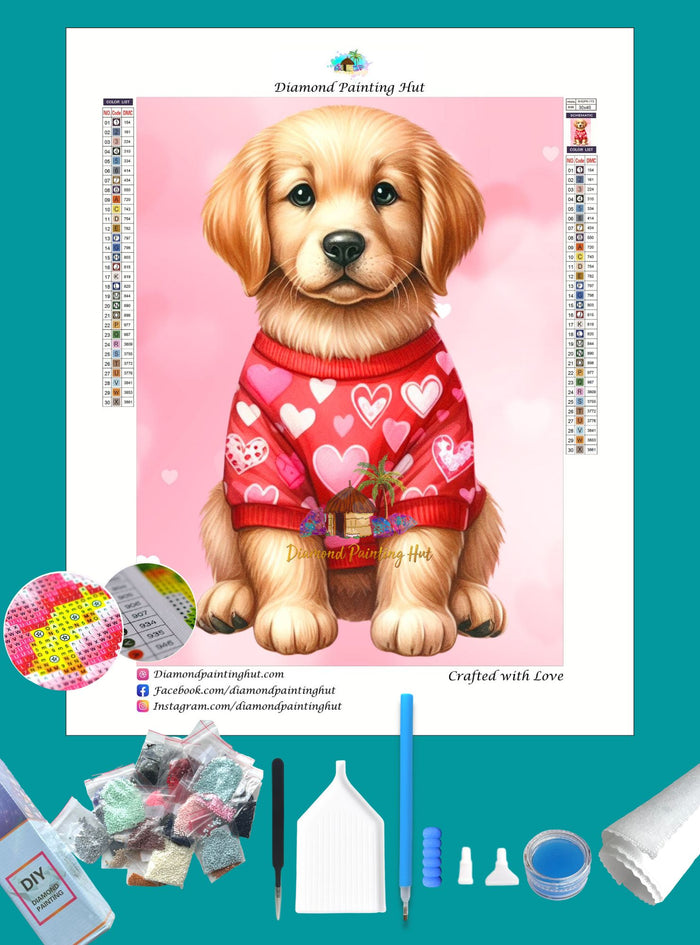 Golden Retriever Valentine's Diamond Painting