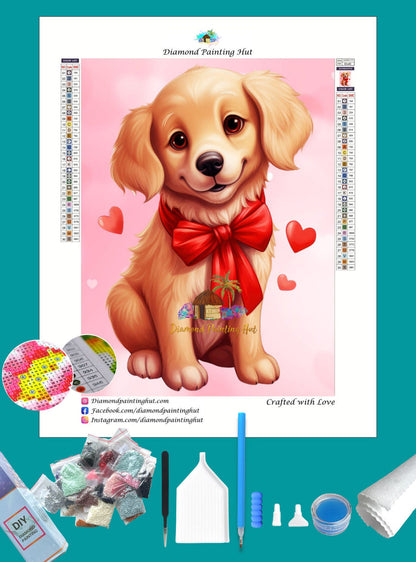 Golden Retriever Valentine's C Diamond Painting