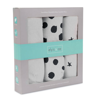 Grey Abstract Adjustable Swaddle Blanket | 3 Packaged
