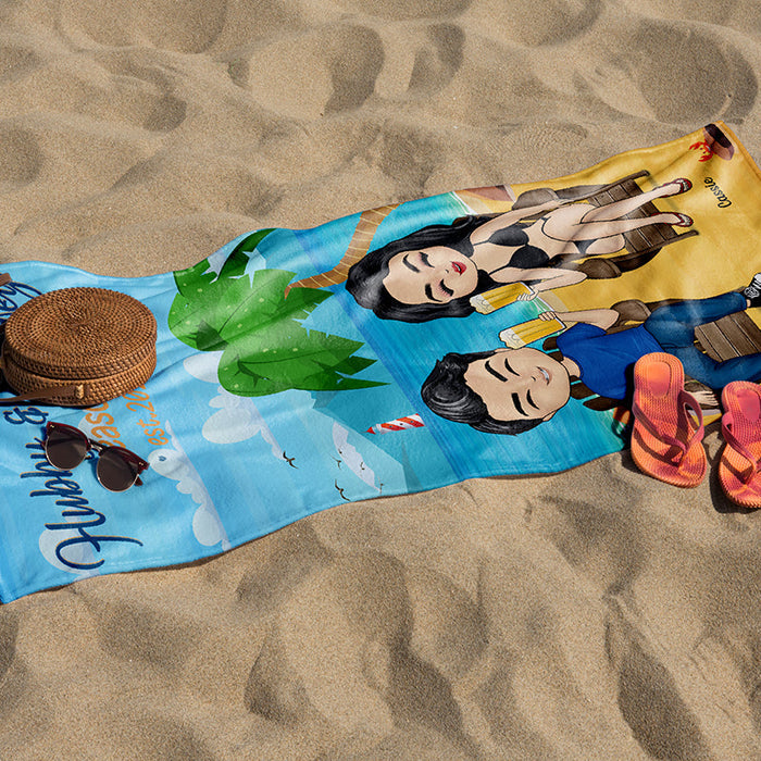 Hubby&Wifey Season - Beach Towel - Gift For Couple Personalized Custom Beach Towel