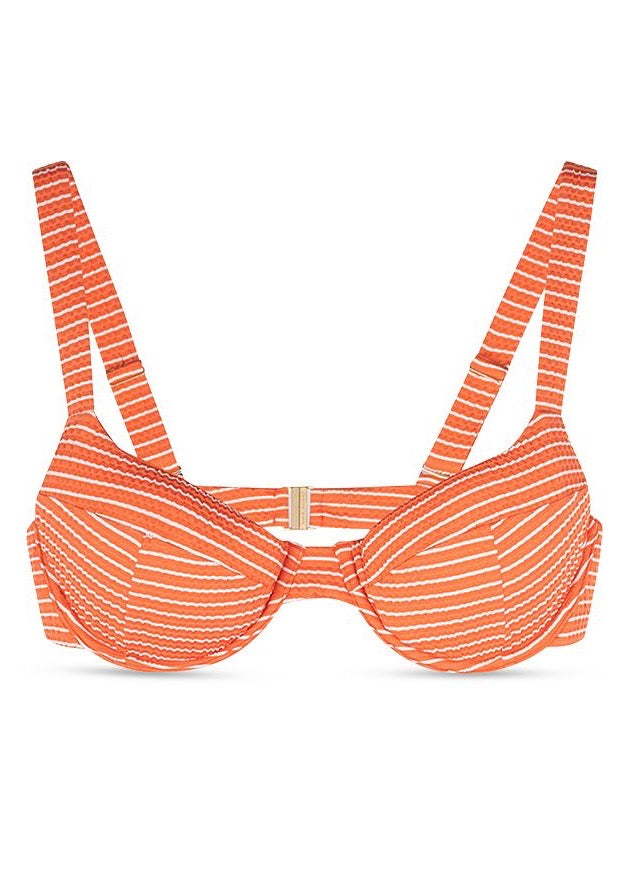Joelle Triangle Bikini Top (Chili Stripe)