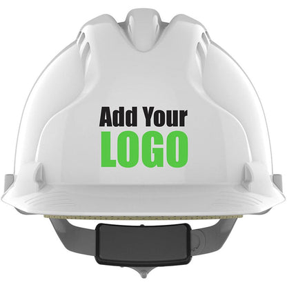 JSP EVO8 EN14052 Custom Printed Safety Helmet - Vented Wheel Ratchet Standard Peak
