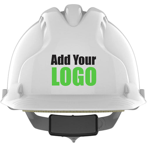 JSP EVO8 EN14052 Custom Printed Safety Helmet - Vented Wheel Ratchet Standard Peak