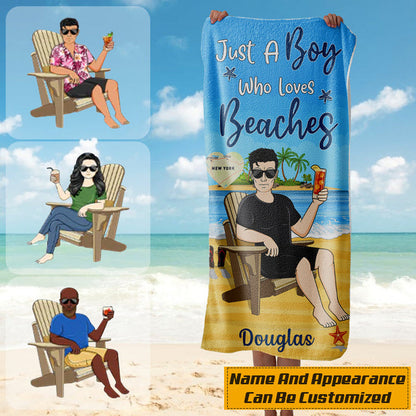 Just A Boy&Girl Who Love Beaches - Beach Towel - Summer Gift - Personalized Custom Beach Towel