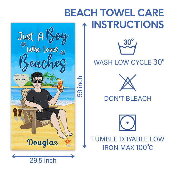 Just A Boy&Girl Who Love Beaches - Beach Towel - Summer Gift - Personalized Custom Beach Towel