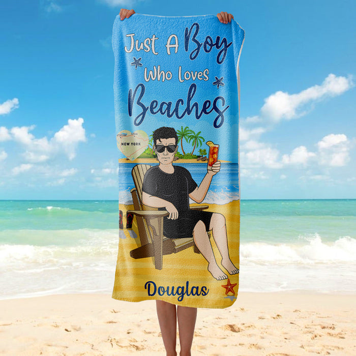 Just A Boy&Girl Who Love Beaches - Beach Towel - Summer Gift - Personalized Custom Beach Towel