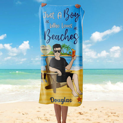 Just A Boy&Girl Who Love Beaches - Beach Towel - Summer Gift - Personalized Custom Beach Towel