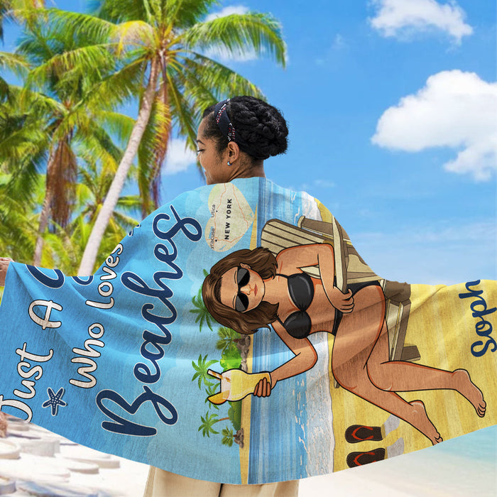 Just A Boy&Girl Who Love Beaches - Beach Towel - Summer Gift - Personalized Custom Beach Towel
