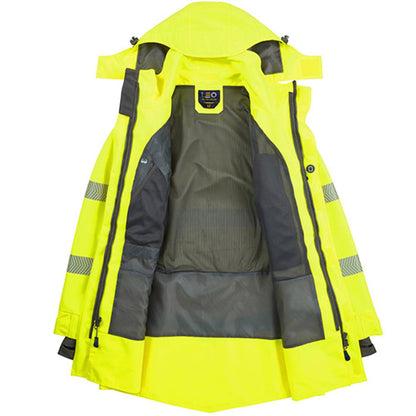 Leo Workwear Clovelly Yellow EcoViz 15K Performance+ Waterproof Breathable Executive Hi Vis Jacket